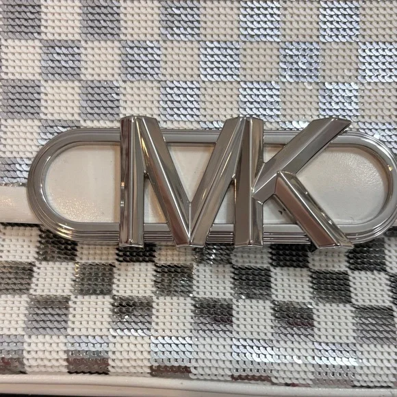 NWOT Michael Kors Sequin Silver and White Bag - Picture 3 of 16